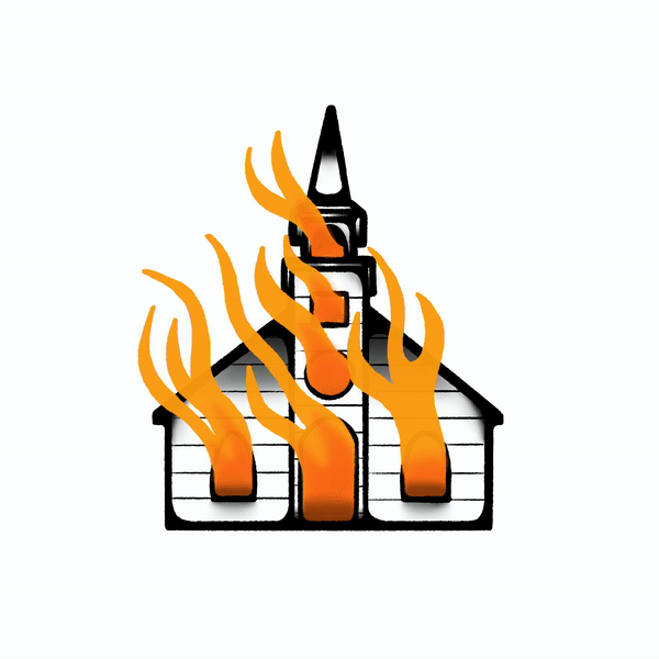 Chapelle en feu animation